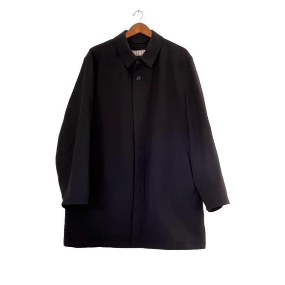 Sanyo Other - Sanyo Mens Overcoat L Black Trench Antimagnetic Pocket Classic Office Preppy